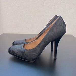 Black Coach monogram pumps heels size 7